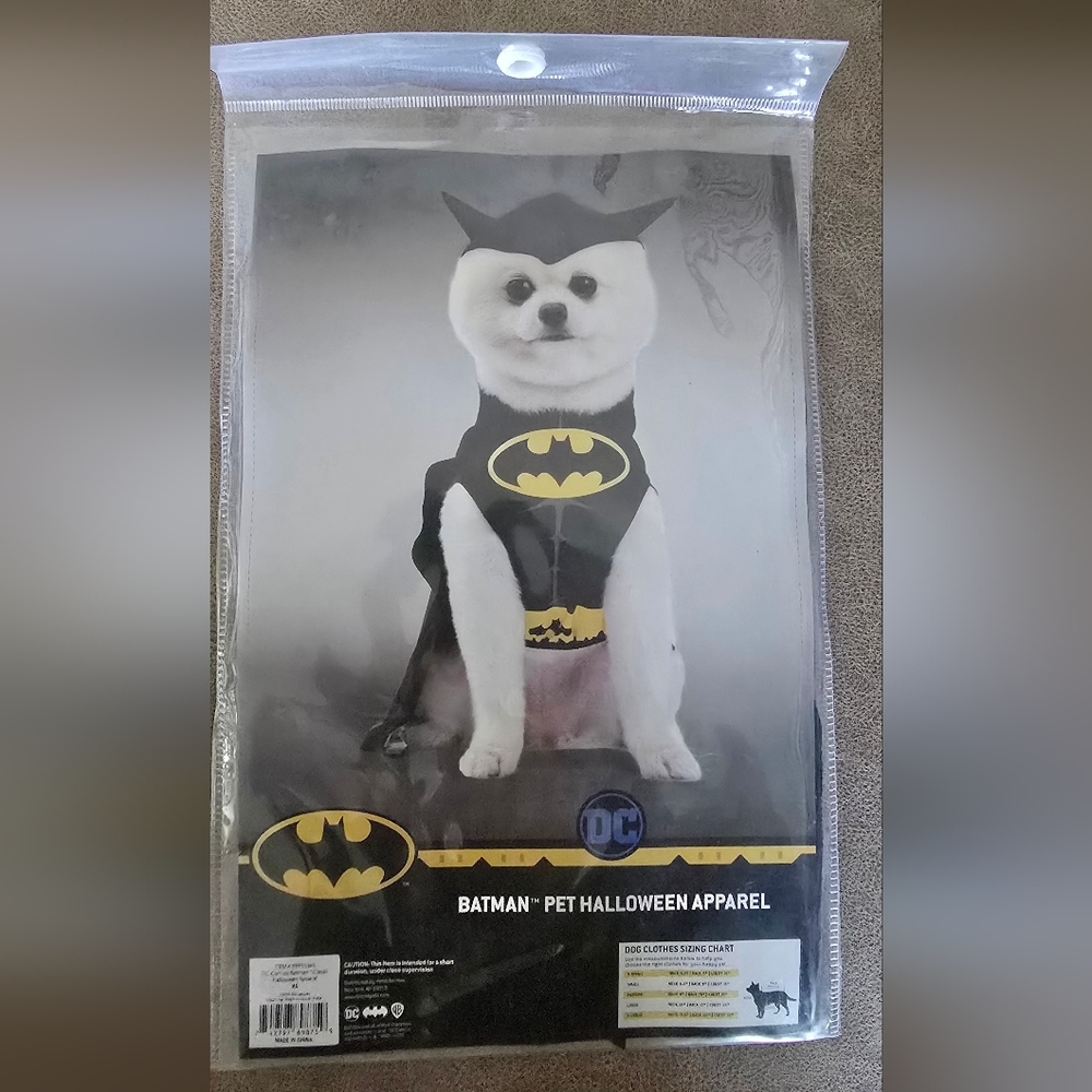 Batman Dog Costume, NEW IN ORIGINAL PACKAGING. Multiple Sizes Available